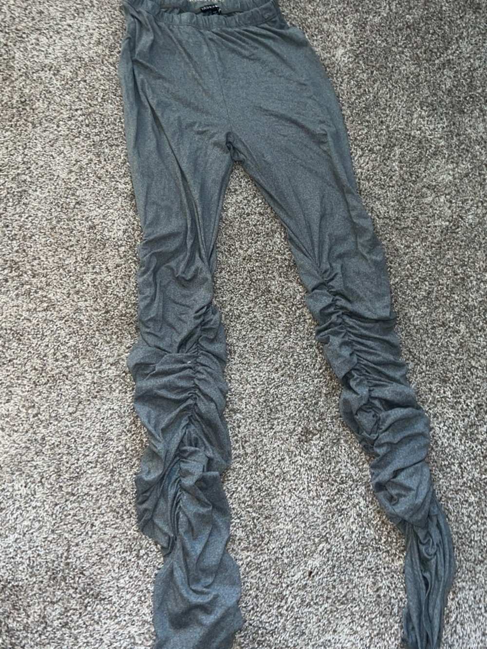 Ruched Hem Gray Leggings